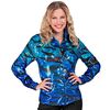 foto 2 Pailletten blouse blauw met zwarte golven voor dames het perfecte blouse  voor themafeestjes en foute party's