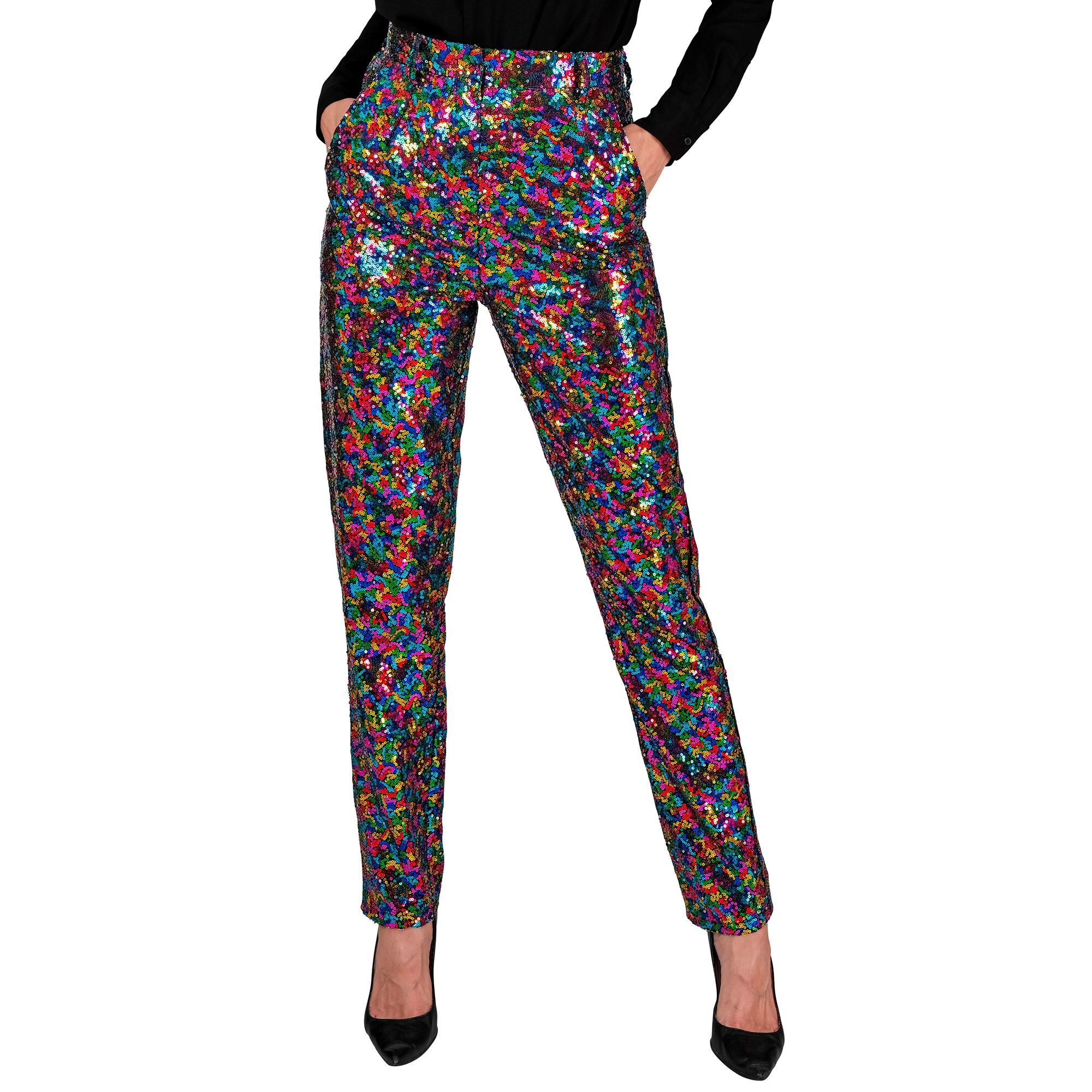 Paillettenbroek dames veelkleurig multi colors