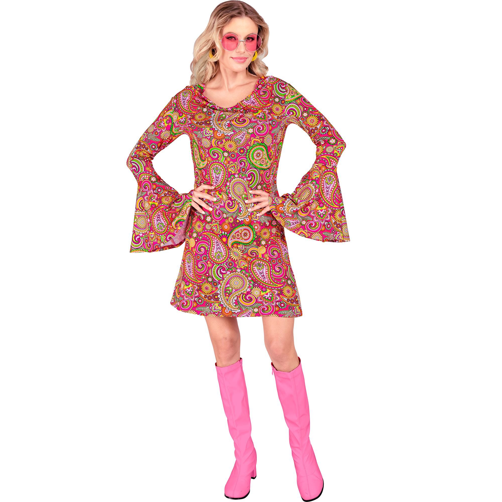 Retro chic jurk sixties disco met paisley print voor het ultieme dans feestje