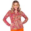 Retro girl levendige paisley print disco blouse uit de sixties