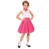 foto 2 Rock n-roll verkleedkleding roze fifties rok met witte stippen en bijpassend sjaaltje voor meisjes