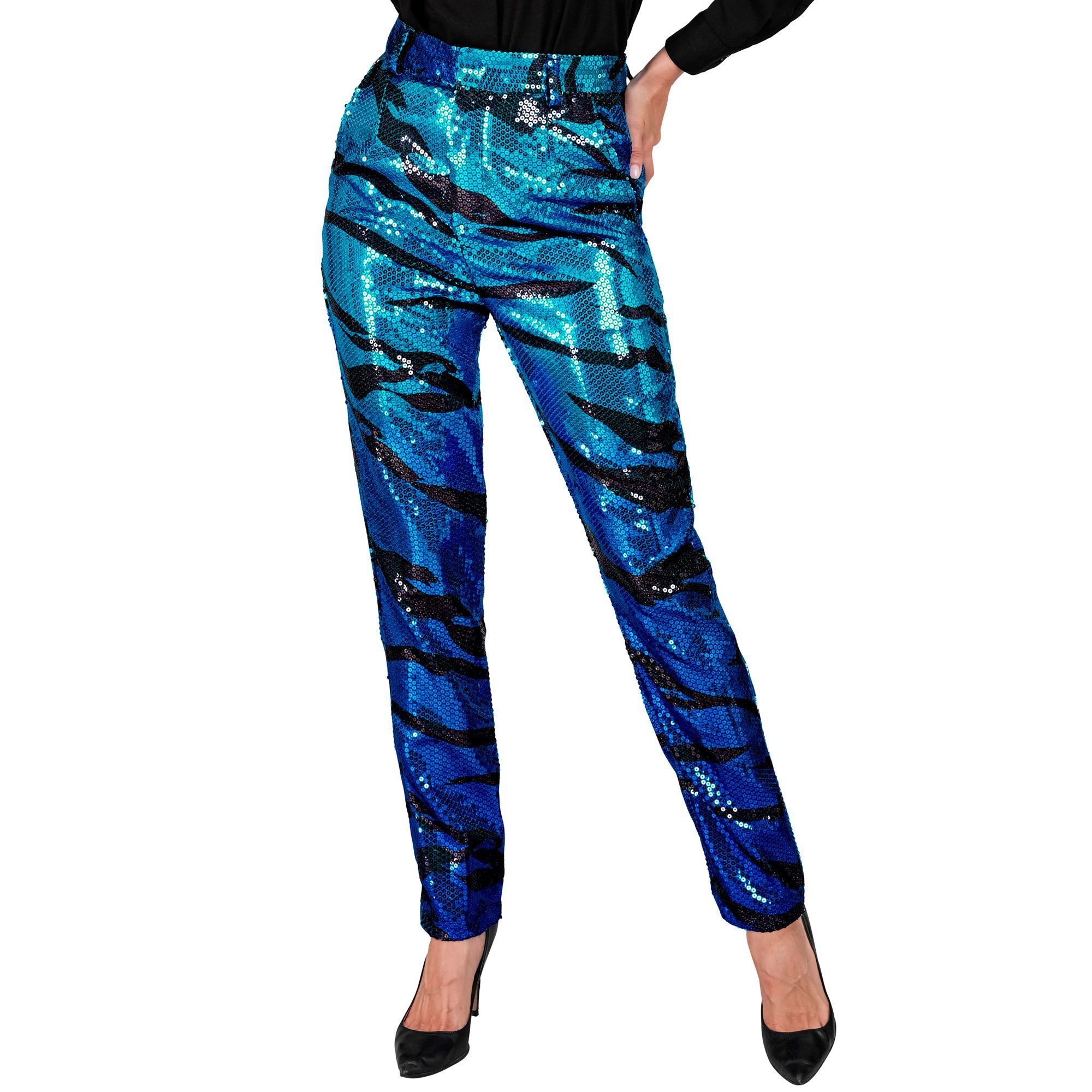Shine bright op elk feest de pailletten broek voor dames met zwarte golven jouw nieuwe party essential