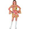 Sixties jurk vrolijke peace en paisley print voor foute party of disco dansfeest