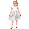 foto 3 Stijlvolle jaren 50 witte rok met zwarte stippen en bijpassende sjaal voor een tijdloze kinderlook met een vleugje rock 'n roll