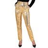 Stralend in het goud met deze glitter gouden pailletten dames broek voor disco en thema avonden