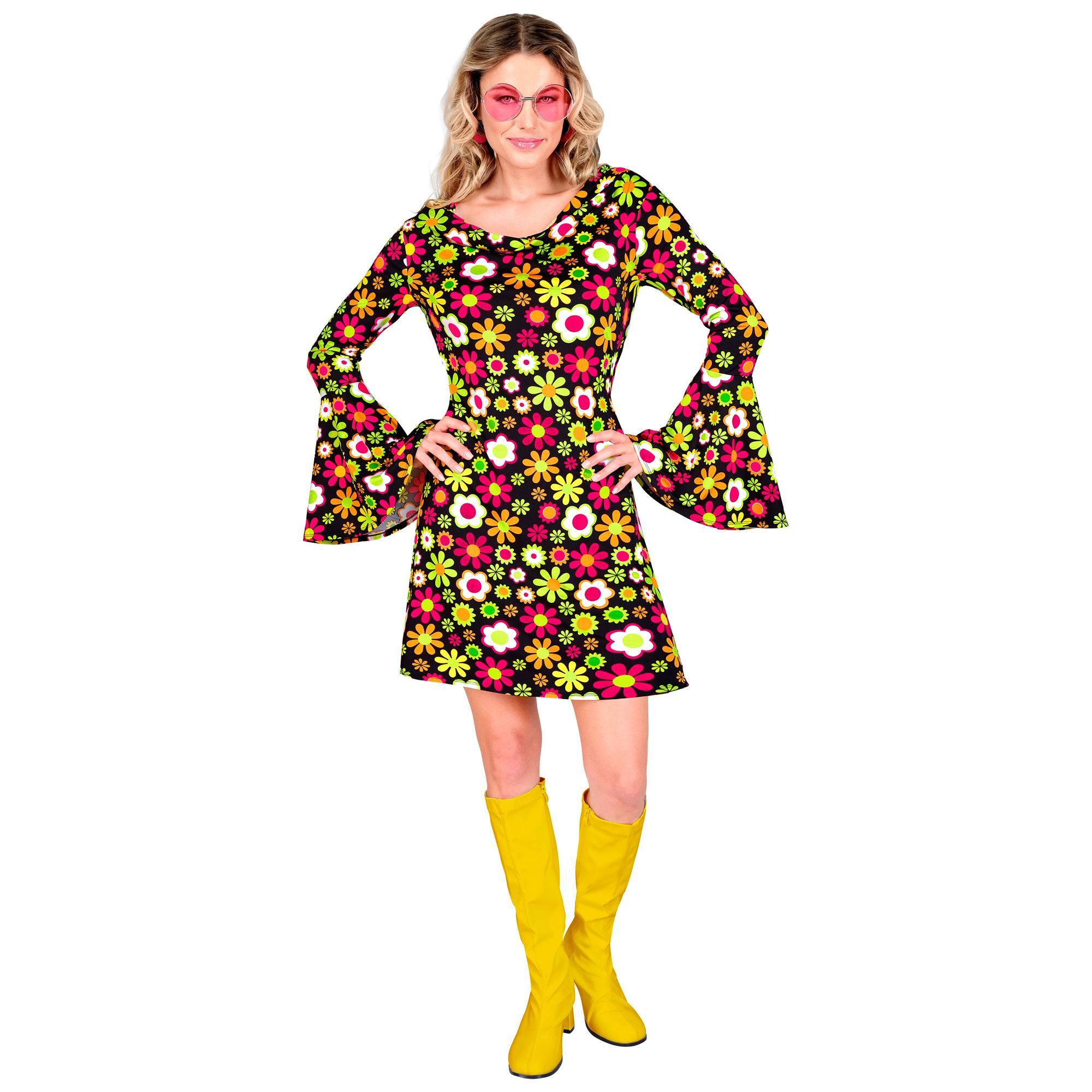 Swing terug in de tijd disco- hippie Bloemen jurk voor dames Sixties