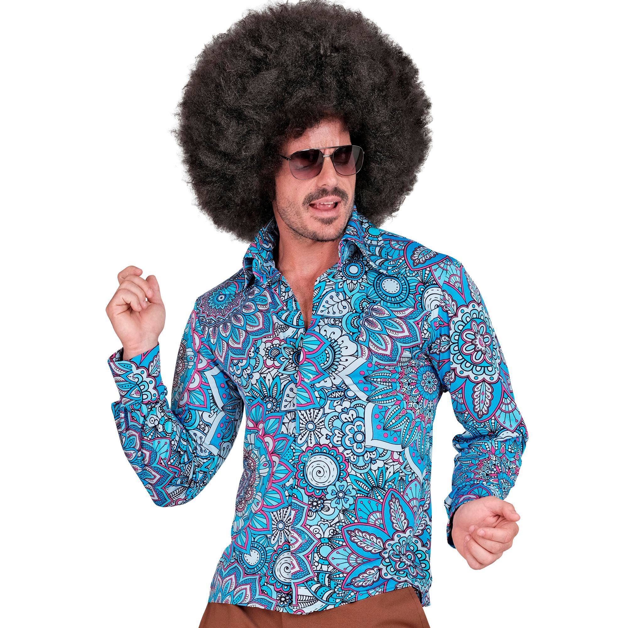 Terug naar de swingende sixties heren disco blouse voor foute feestjes met mandala print