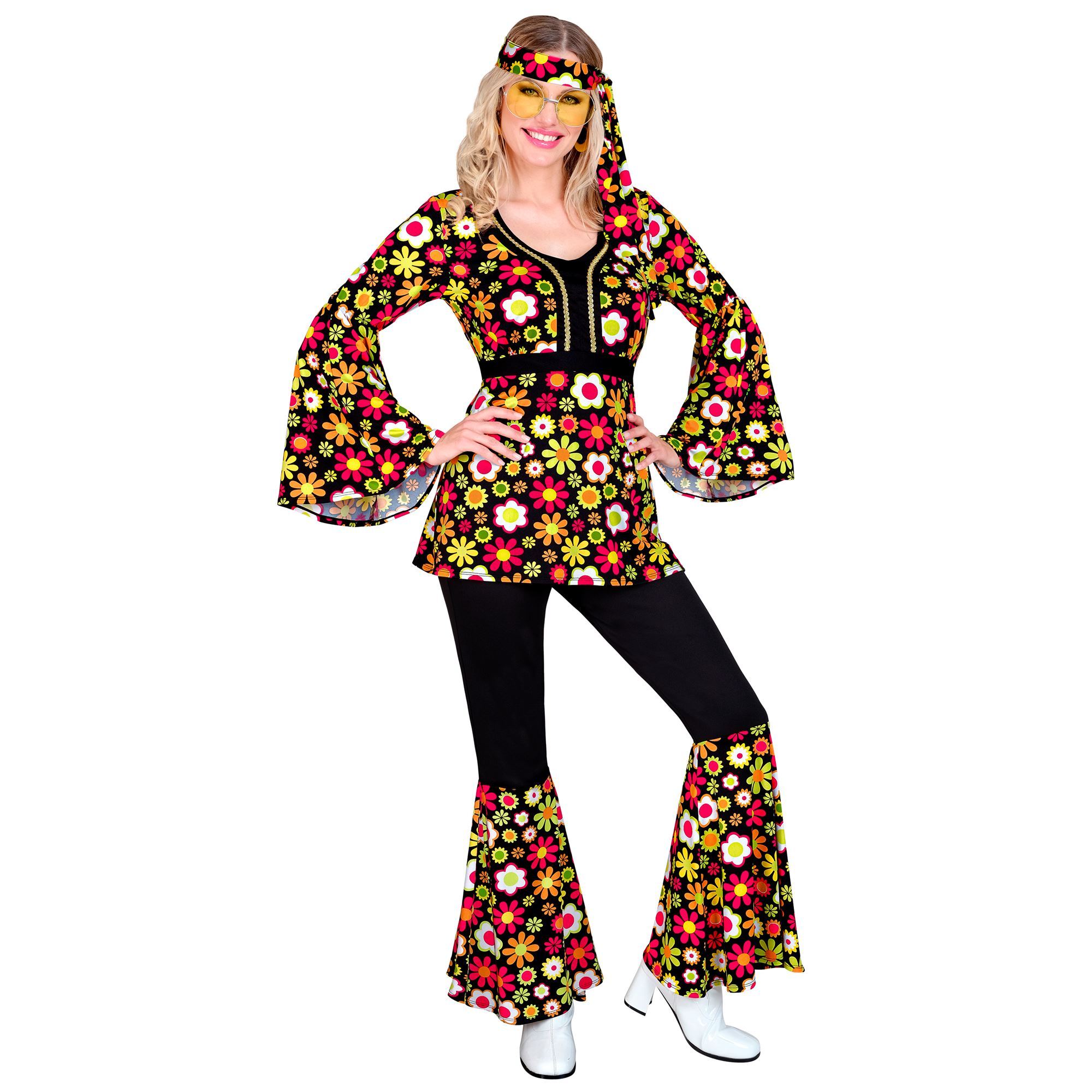 Time to groove haal de flower power in huis met dit zestiger jaren hippie kostuum voor dames