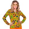zeventiger jaren retro chic levendige kleuren en cirkels dames blouse