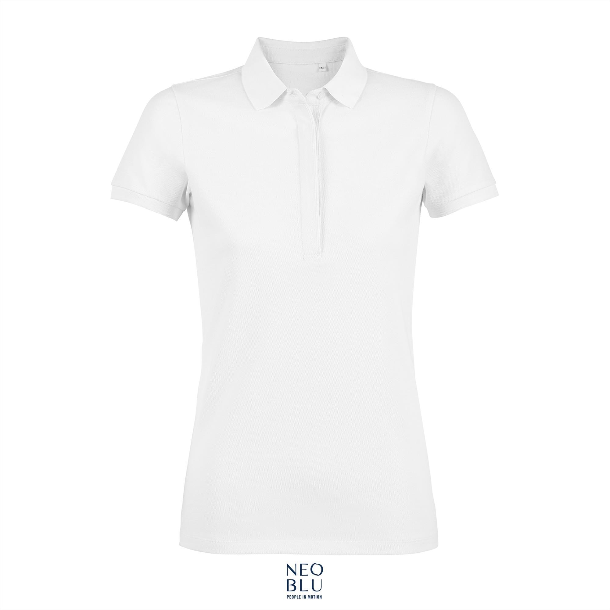 Dames polo met verborgen knoopsluiting optic white