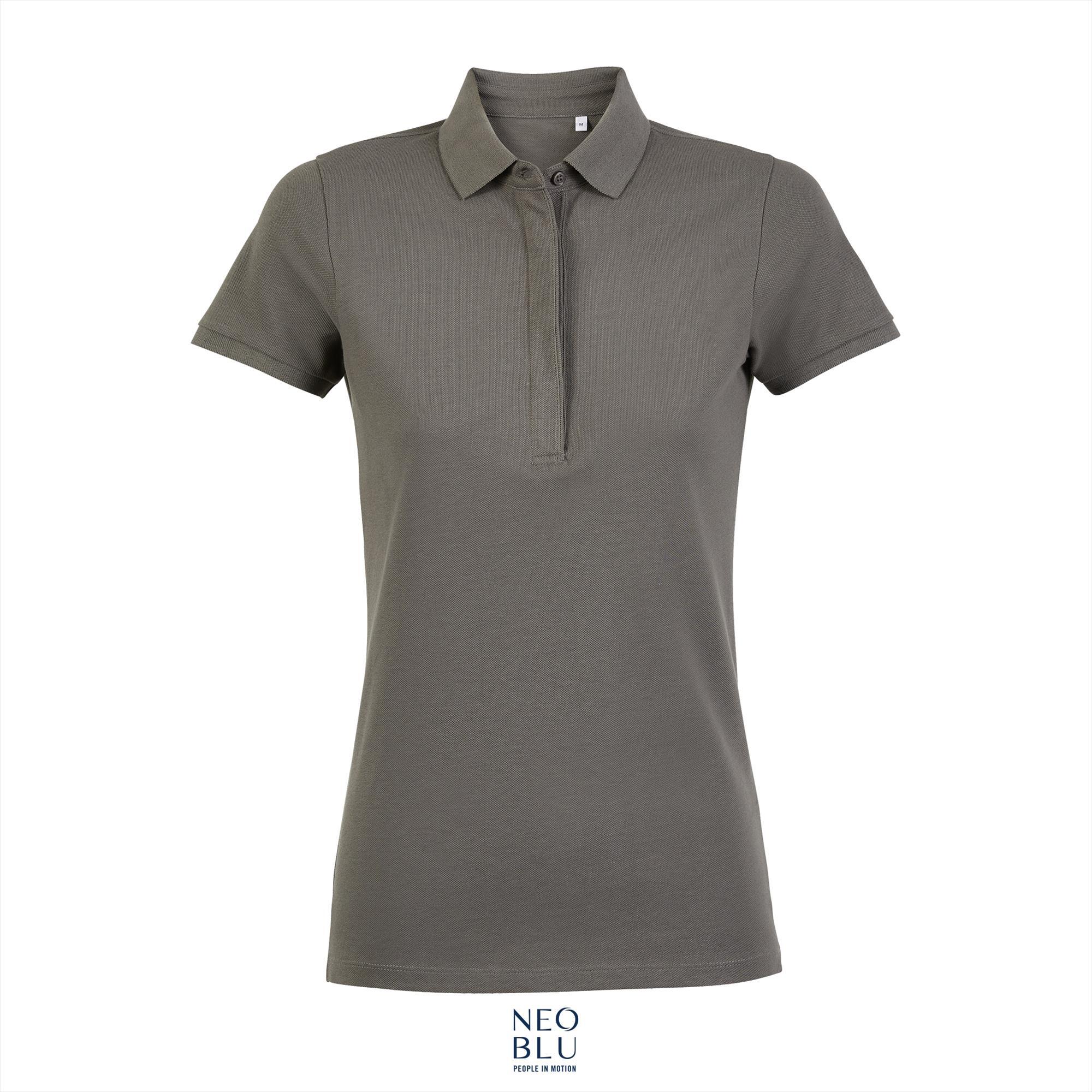 Dames polo met verborgen knoopsluiting soft gray