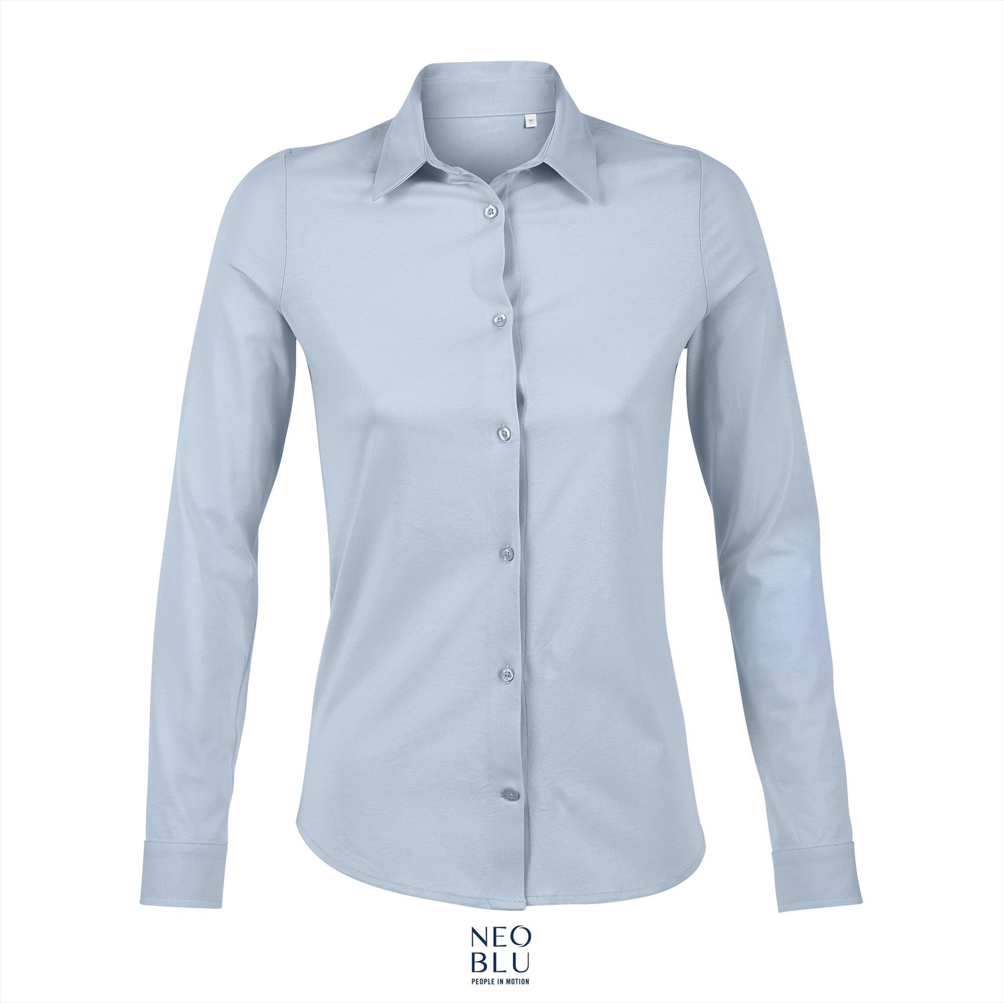 Damesoverhemden soft blue overhemd voor dames