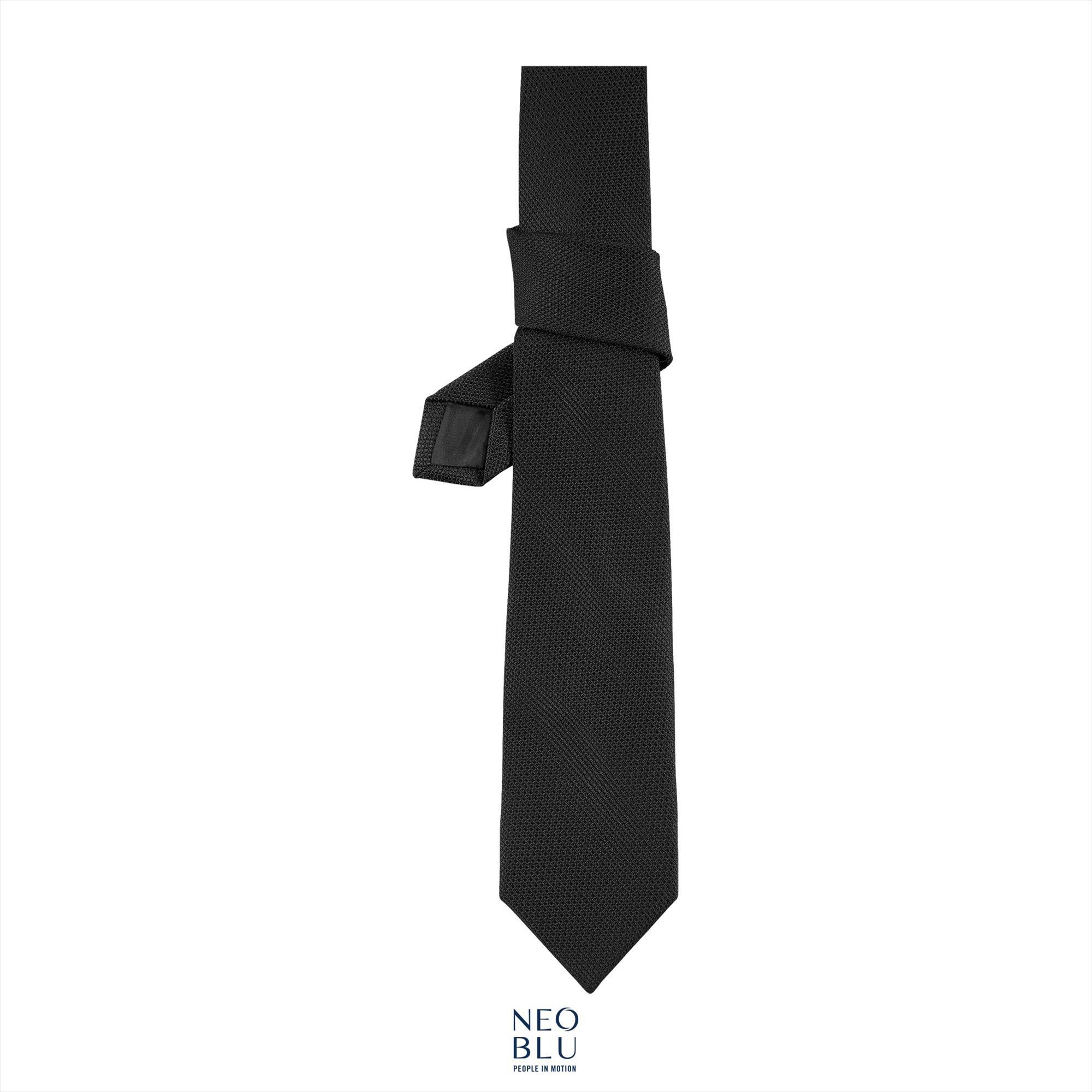 Effen jacquard stropdas zwart