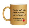 Glitter mok in het goud goud met grappige tekst  Fijne Vaderdag van je tweede kind Favoriet