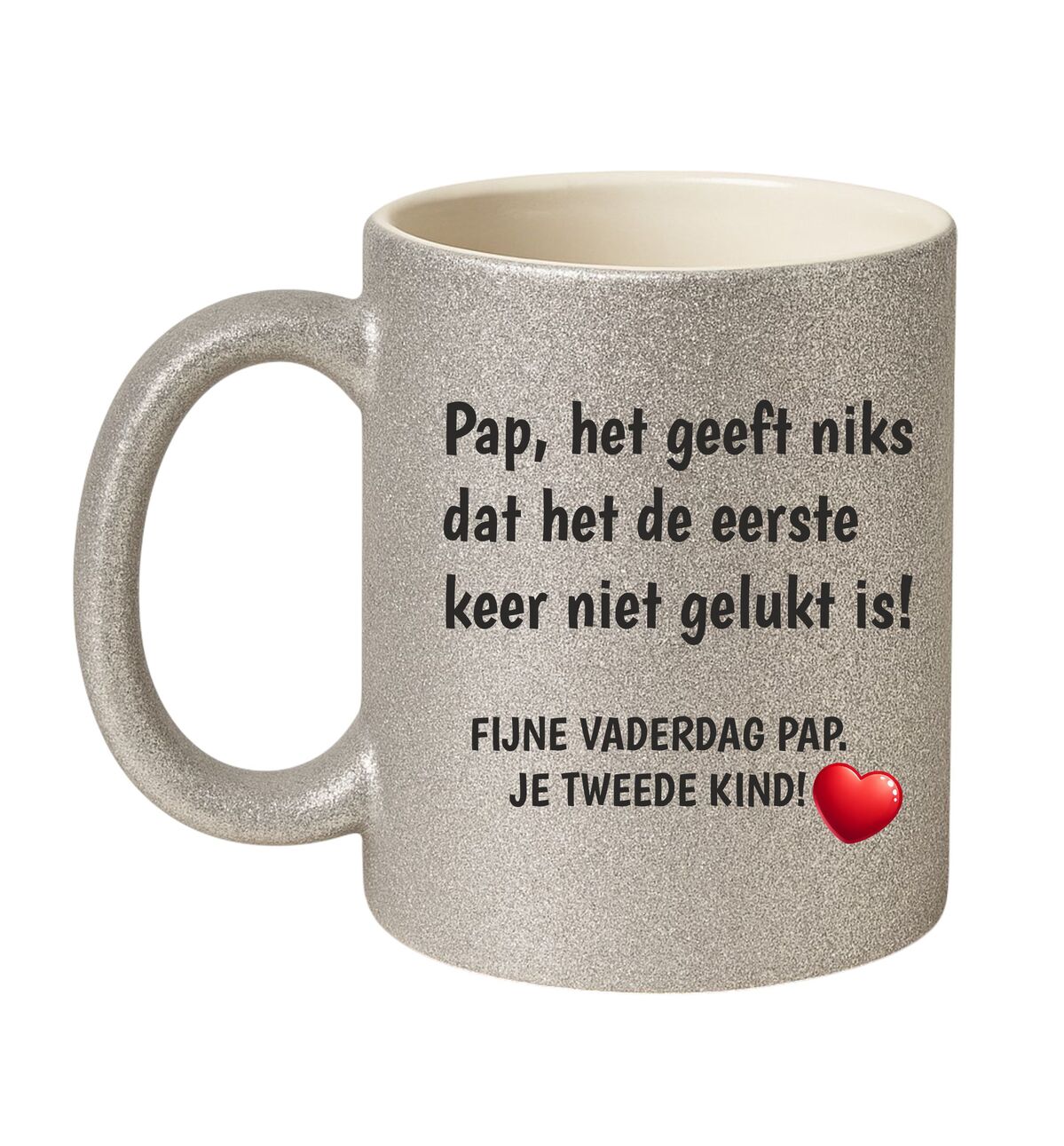 Grappige mok vaderdag glitter zilver pap het geeft niks dat het de eerste keer niet gelukt is