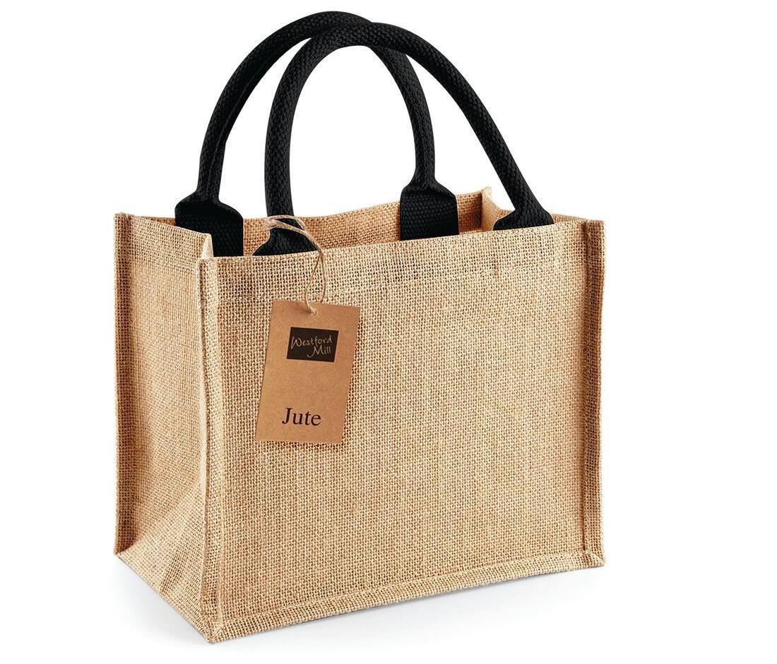 Jute Mini Gift Bag natural/black cadeau tassen