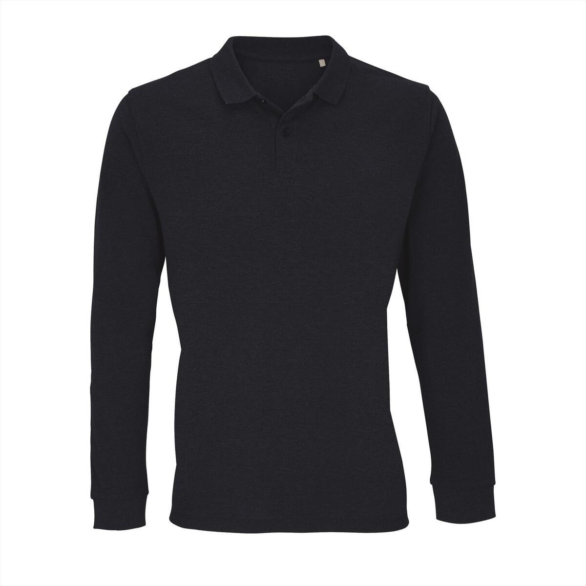 Poloshirt donkerblauw voor mannen lange mouw polo