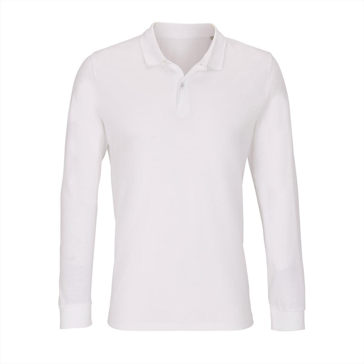 Poloshirt wit voor mannen lange mouw polo