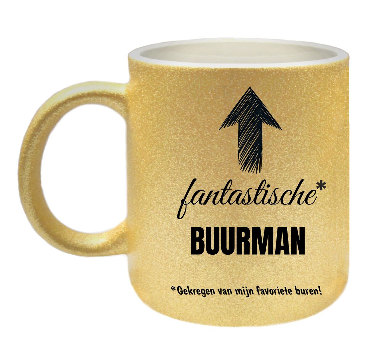 Sprankelende waardering glitter gouden mok perfect voor een fantastische buurman