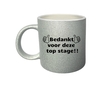 Glitter zilveren mok met tekst bedankt voor deze topstage