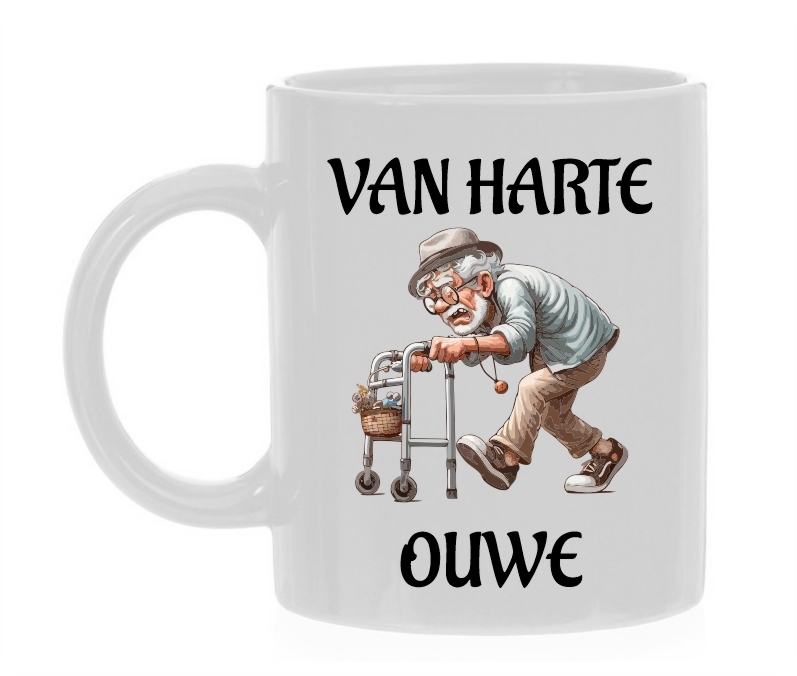 Mok voor een man op leeftijd die jarig is. Van harte ouwe!
