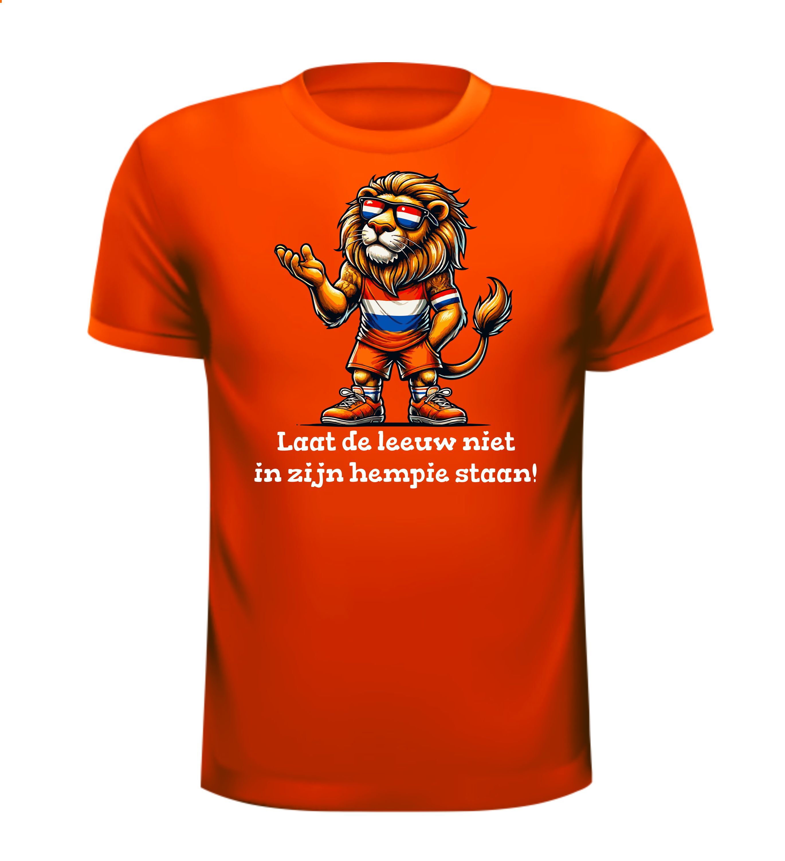 Oranje shirtje laat de leeuw niet in zijn hempie staan!