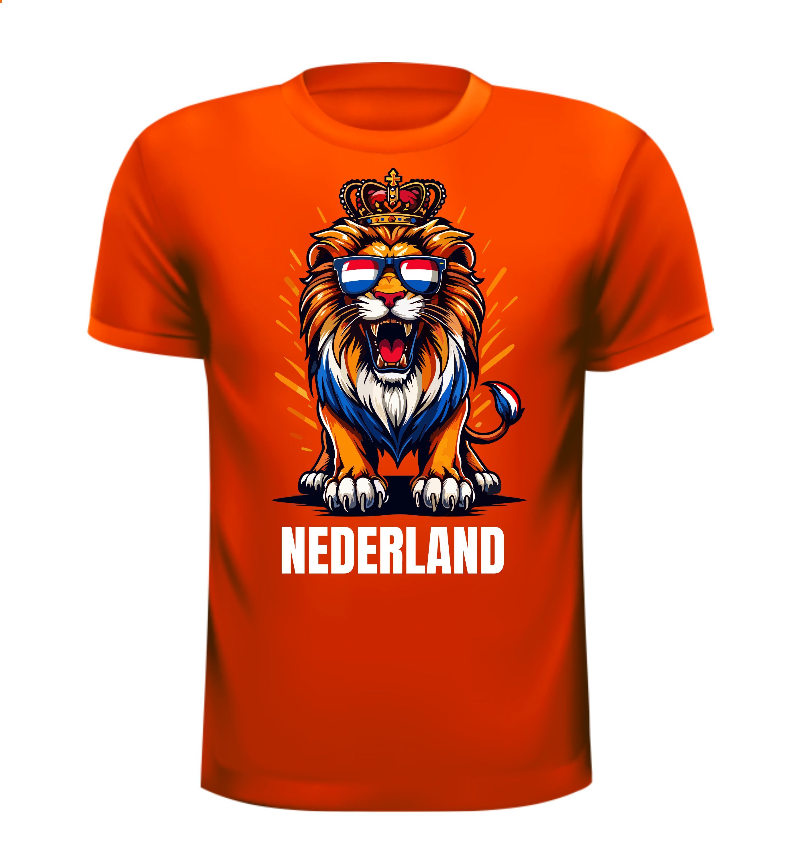 Oranje shirtje Nederland met oranje leeuwen print