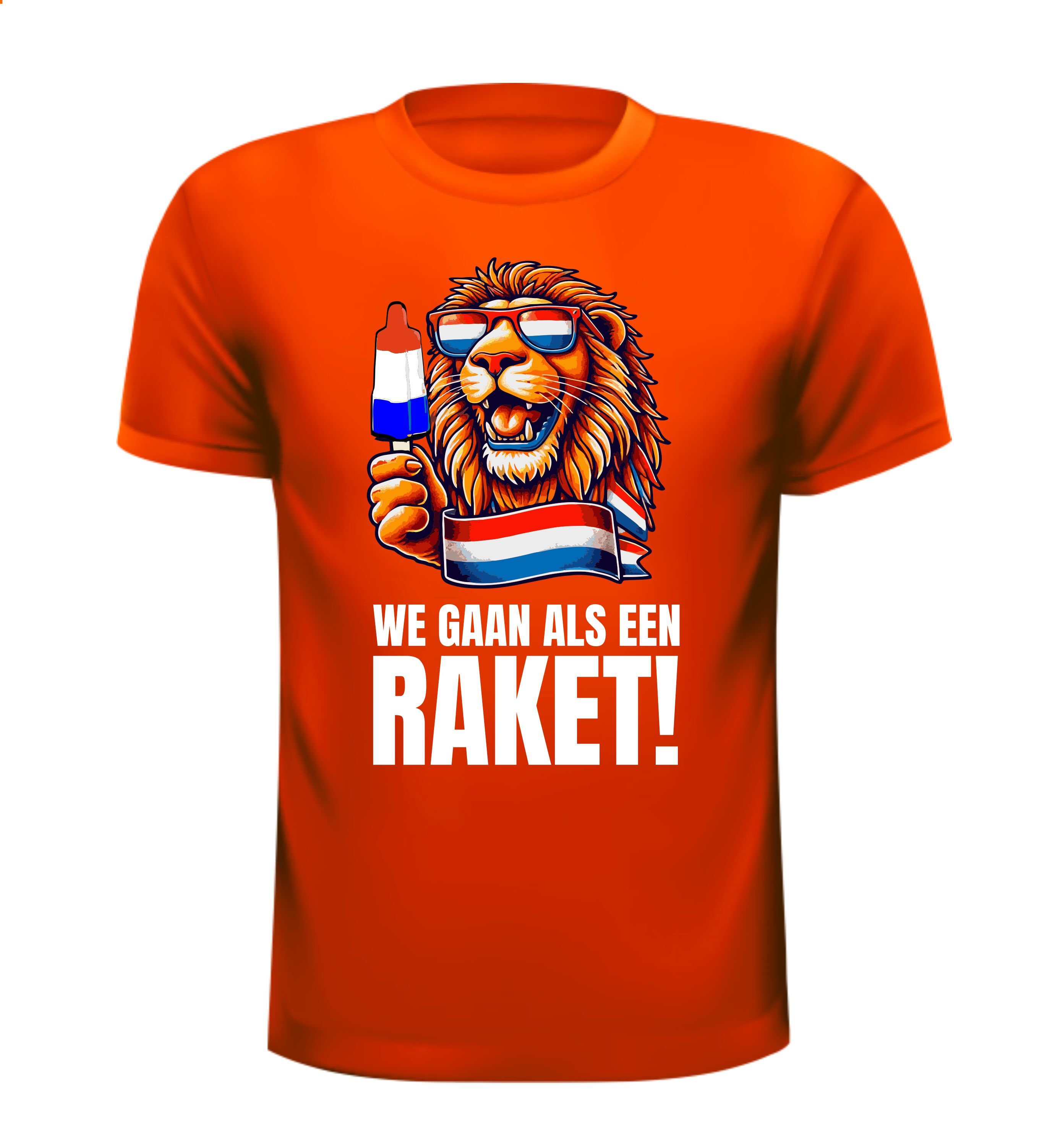 Oranje T-shirtje we gaan als een raket Voetbal EK WK oranje Shirt