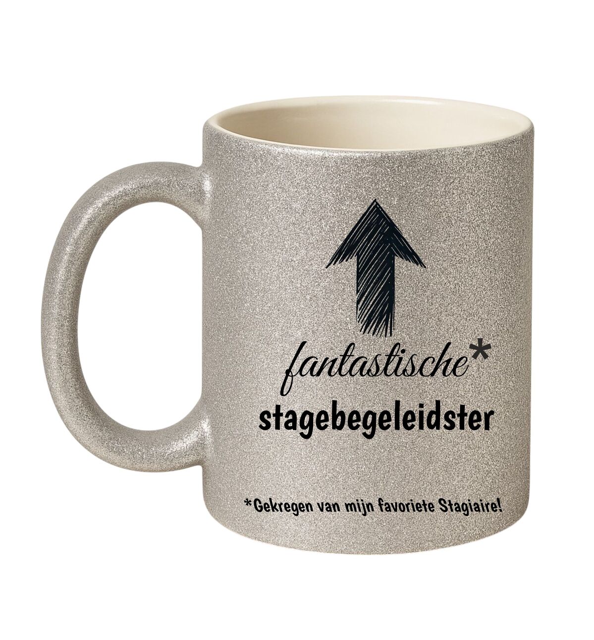 Sprankelende bedankje voor een fantastische stagebegeleidster mok met zilveren glitters