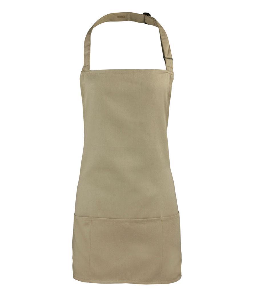 Schort zowel professioneel als thuisgebruik khaki te bedrukken met logo