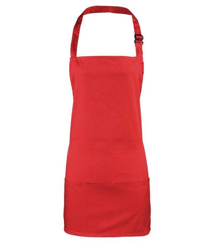 Schort zowel professioneel als thuisgebruik rood te bedrukken met logo