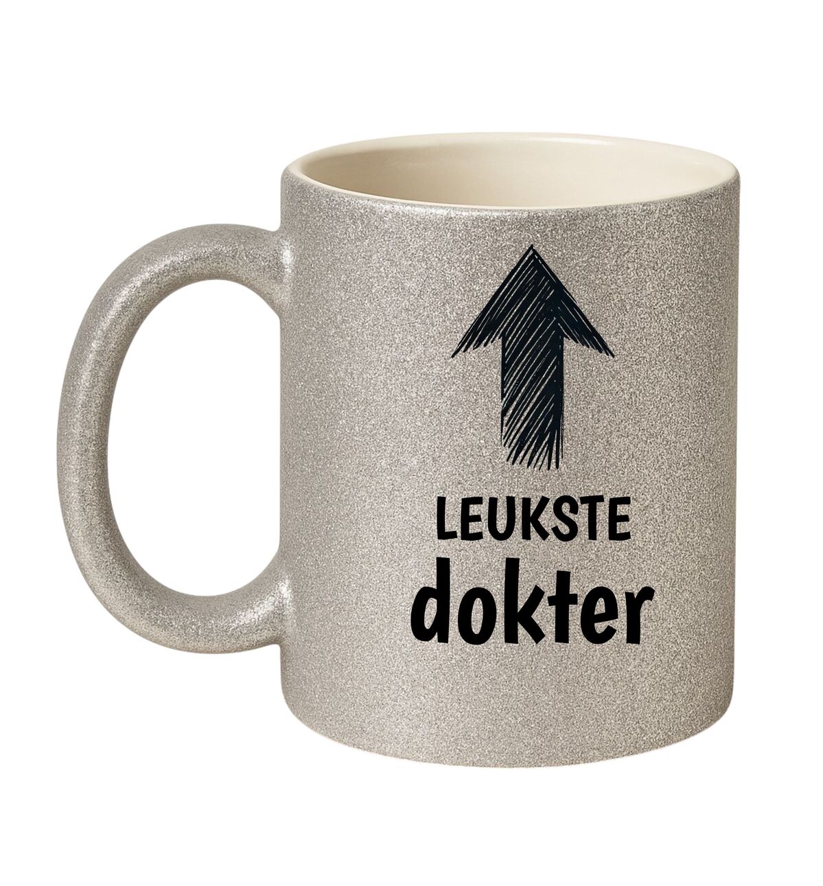 Leuk cadeau voor de leukste dokter zilveren mok met glitters