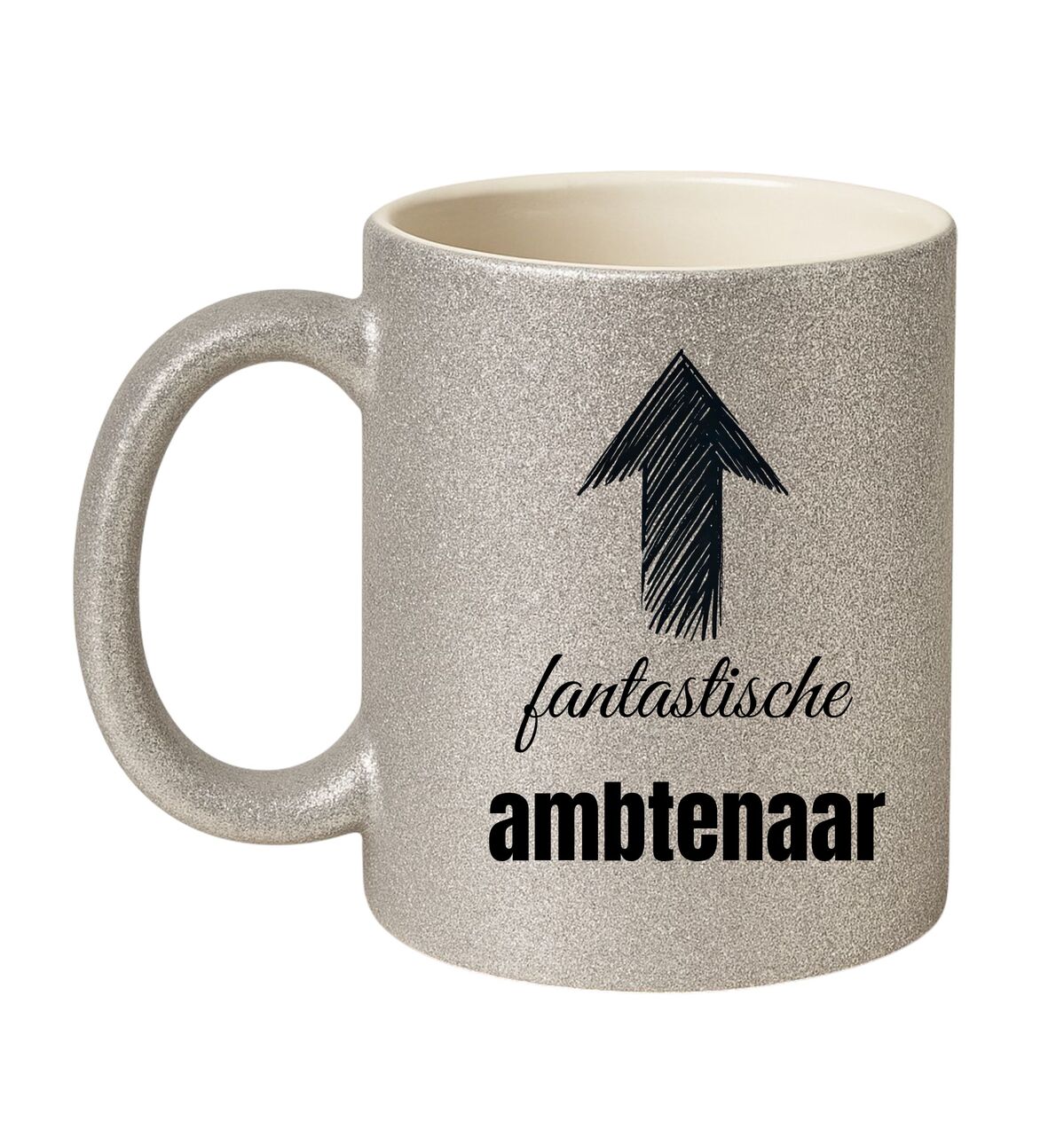 Mok glitter zilver voor een fantastische ambtenaar