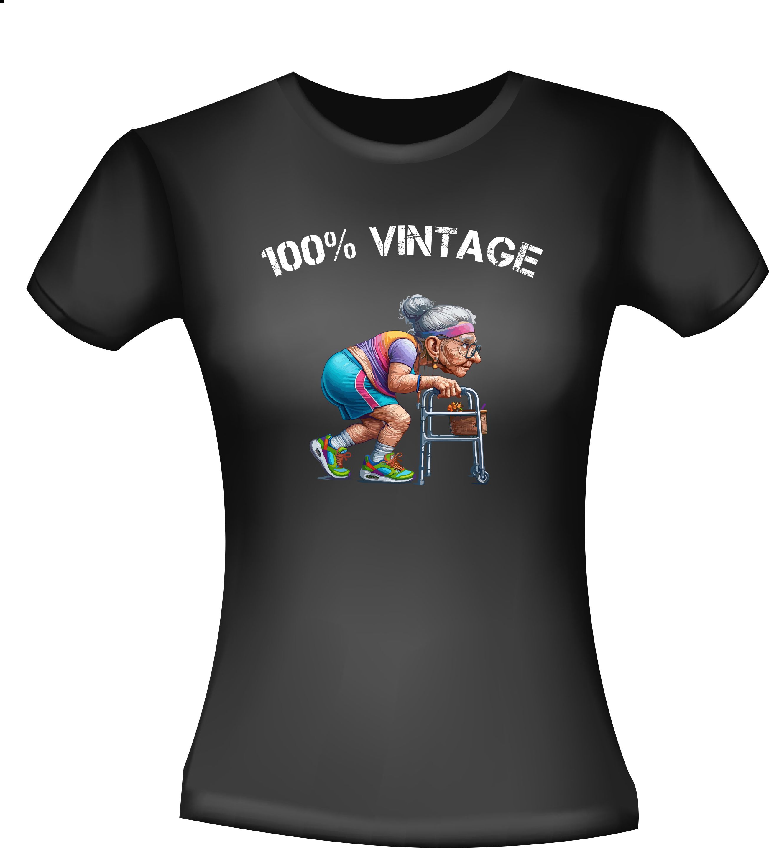 T-shirtje 100 procent Vintage voor een dame op leeftijd!