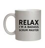 foto 1 Zilver glitter mok met de tekst relax i'am a badass scrum master