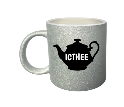 Zilveren glitter mok grappig voor een ict-er  grappige opdruk met thee pot