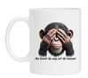 foto 1 Koffiemok met de opdruk nu komt de aap uit de mouw!
