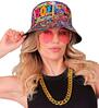 80s funky set graffiti  bucket hat, bril, ketting