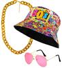 foto 2 80's funky set graffiti  bucket hat, bril, ketting