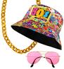 foto 4 80's funky set graffiti  bucket hat, bril, ketting