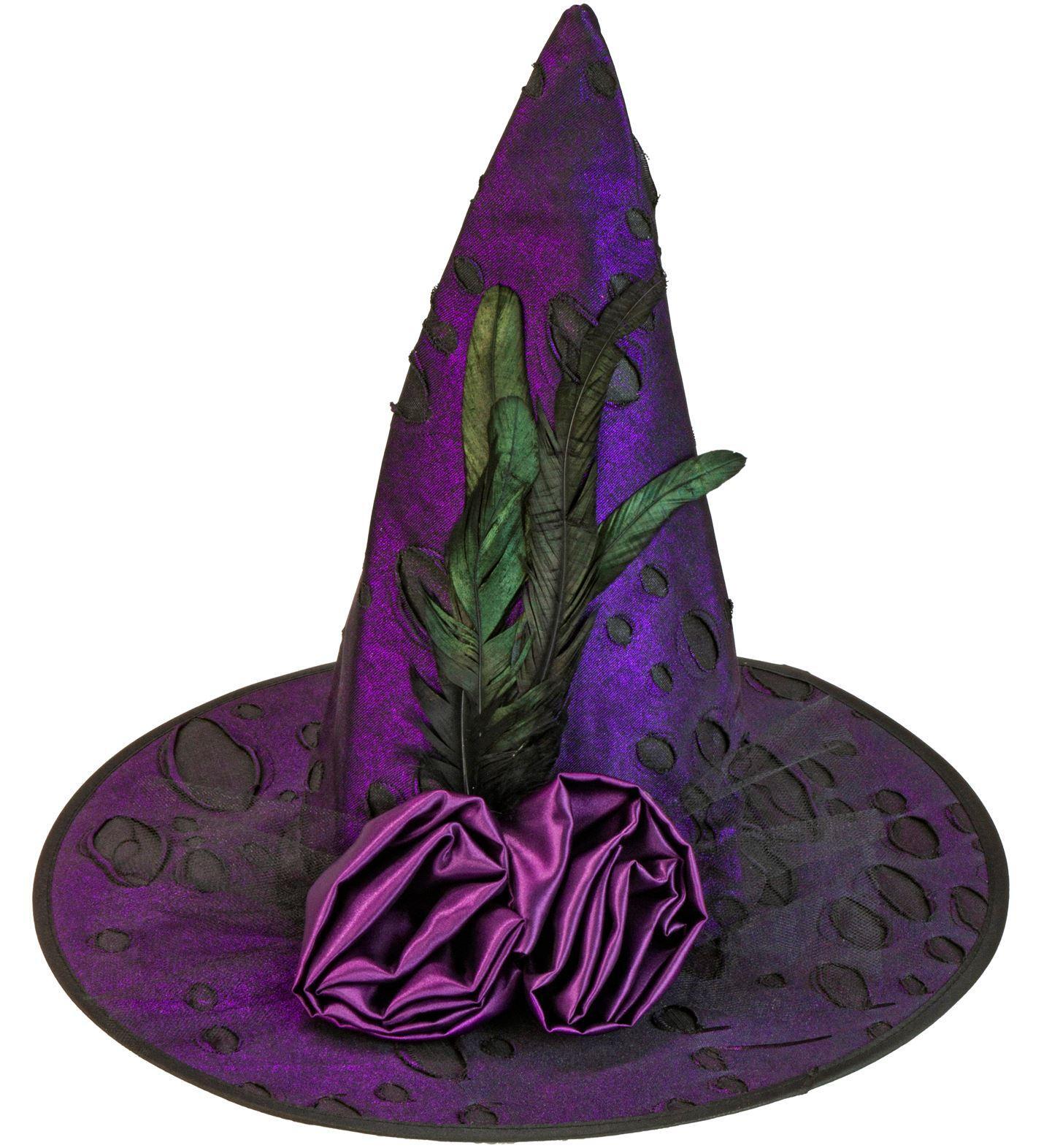 Groene Heksenhoed – Tovenaarspet Met Bloemenrank – 44x44x40 Cm – Voor Halloween, Feesten, Fotoshoots – Ideaal Cadeau