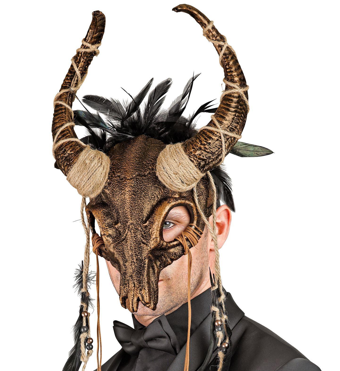 Betreed de mysterieuze wereld van de sjamaan met dit luxe stierschedel masker