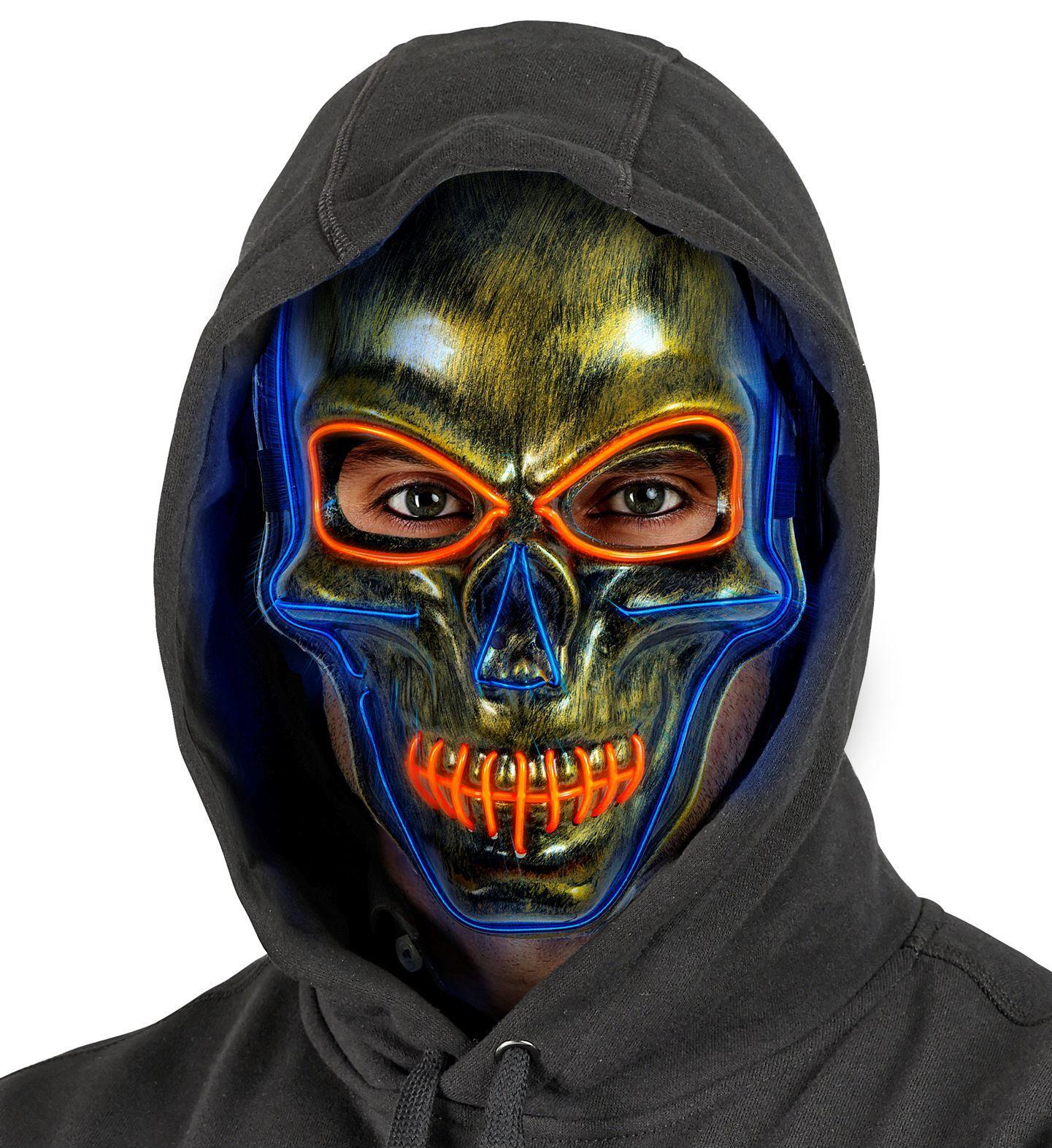 Breng een nieuwe dimensie aan halloween met dit stoere Schedel Masker met kleurrijk licht