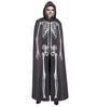 Duistere zwarte cape met capuchon 150 cm griezelig skelet design
