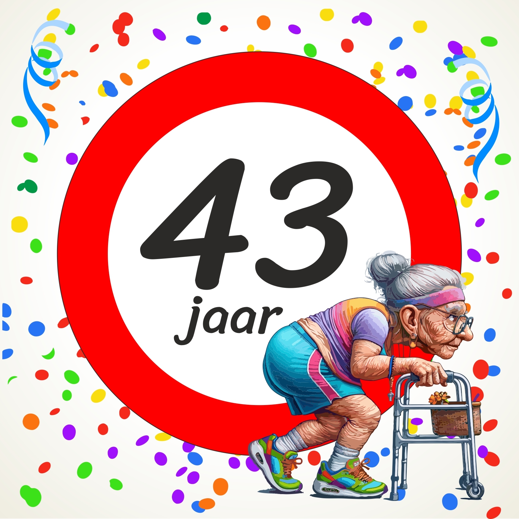 Full color tegel 43 Jaar het geschikte cadeau voor een dame met humor