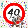 Grappig 40 Jaar Verjaardagstegeltje  full Colour 15x15 cm  afbeelding opa met rollator voor de jonge oudjes
