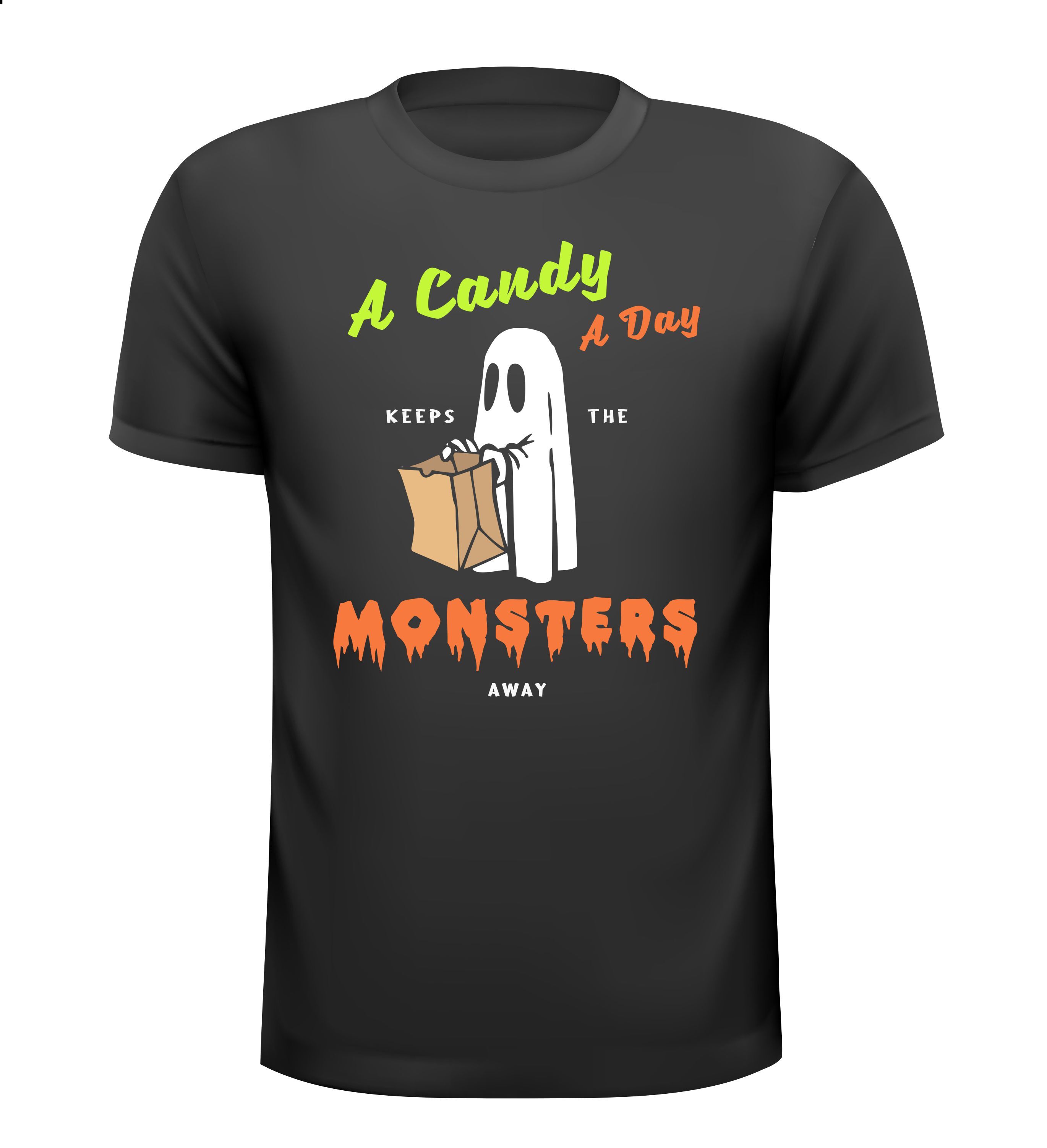 Grappig Halloween shirtje A Candy a Day Keeps the Monster Away