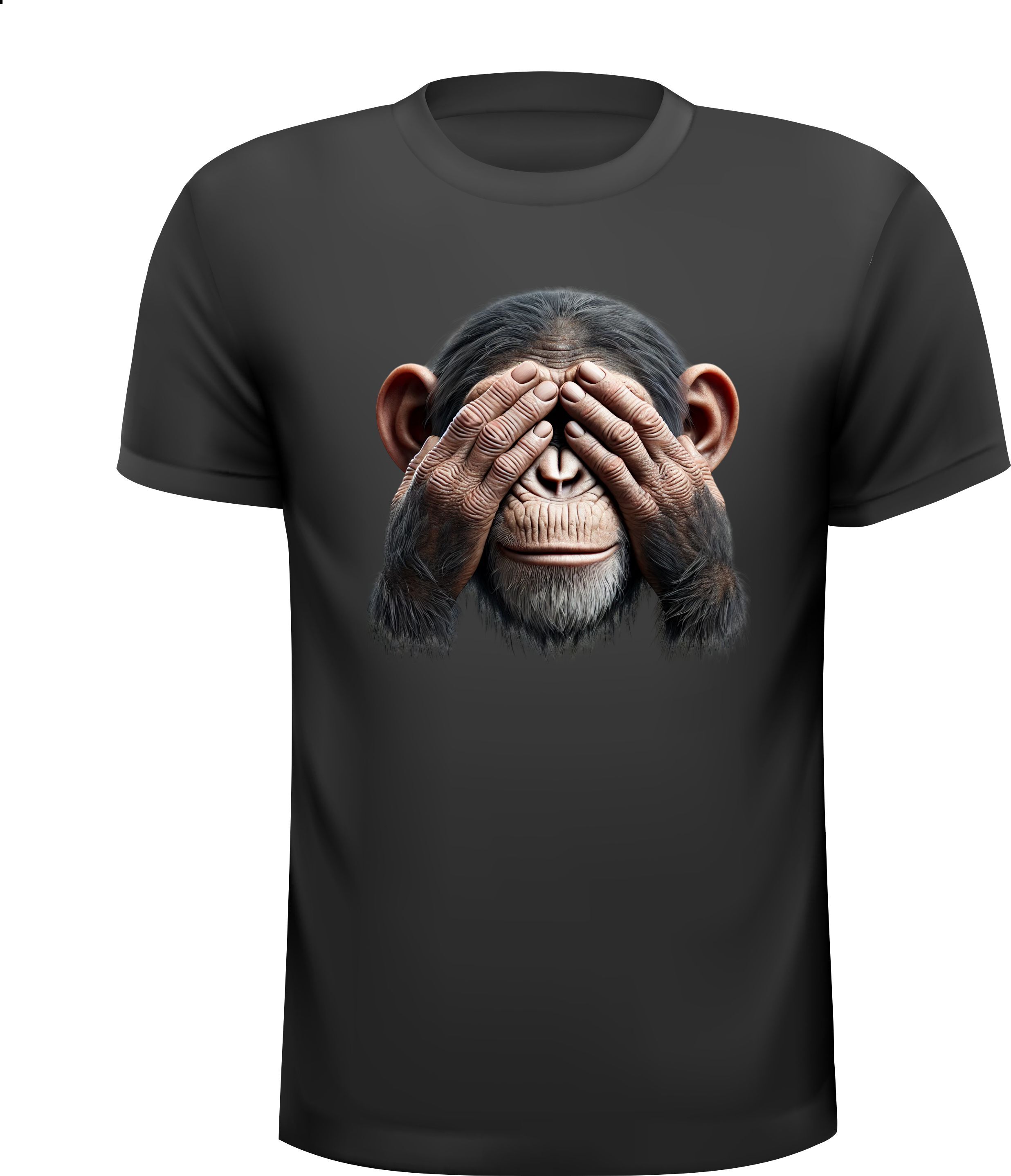Grappig Uniek T-shirt chimpansee die zijn handen voor zijn ogen houd