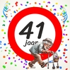 Grappig Verjaardagstegeltje 41 Jaar  opa met rollator humorvol cadeau voor het Jonge Oudje