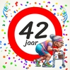 Grappig verjaardagstegeltje 42 Jaar  full colour en origineel cadeau voor dames